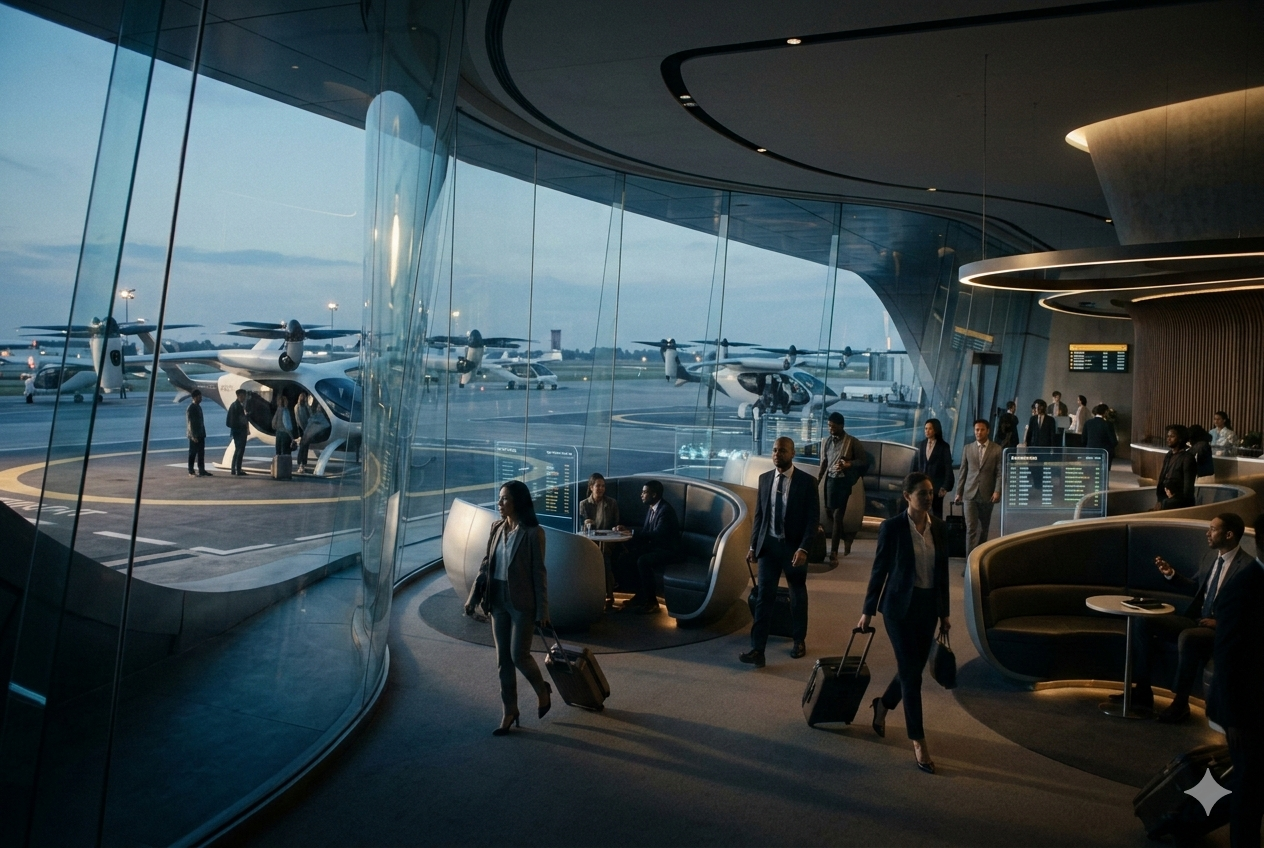 eVTOL air taxi vertiport lounge